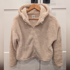 PINK Victoria's Secret Cream Sherpa Zip up Hooded Jacket Size Small